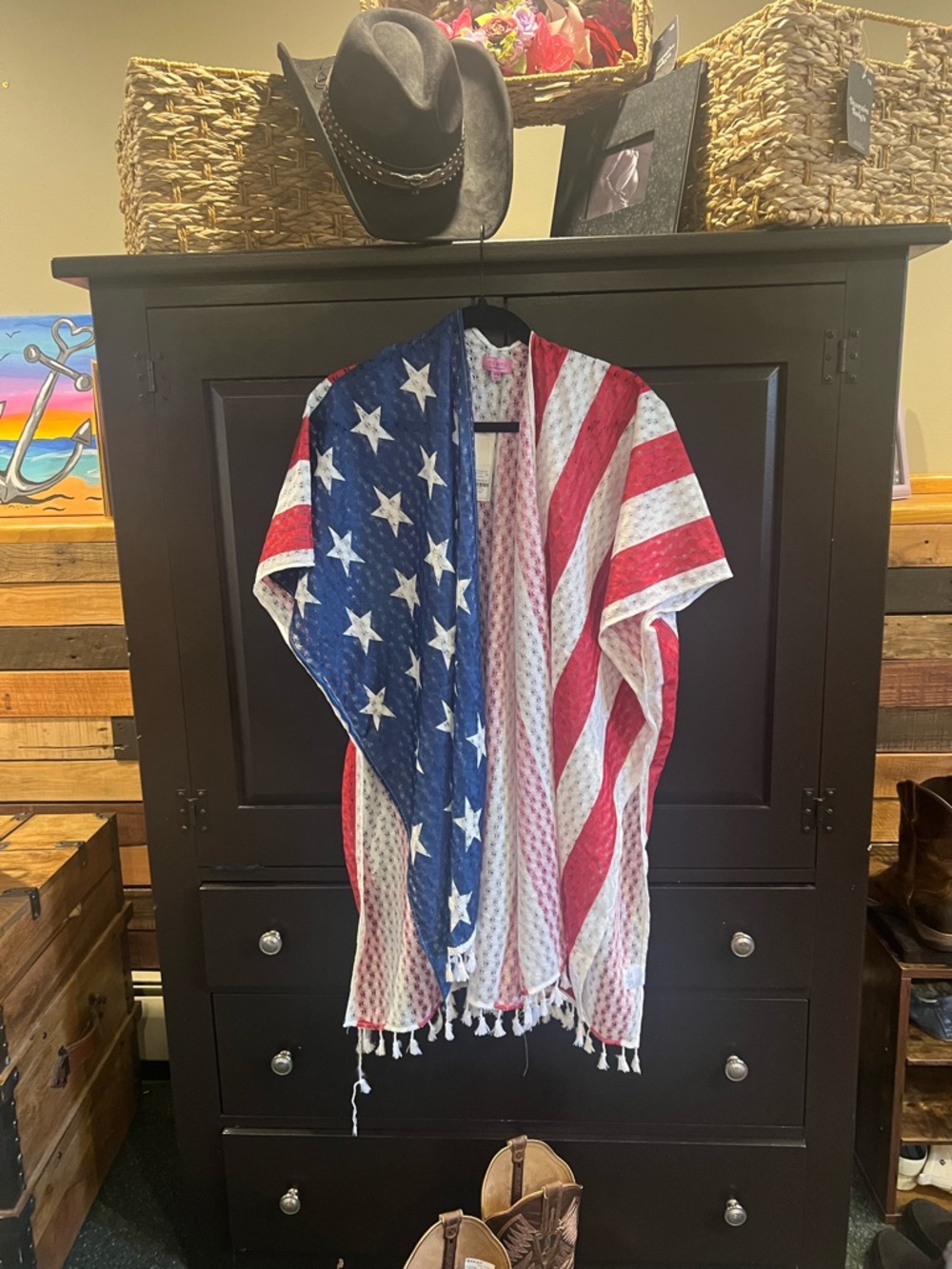 Francesca's Collections Americana Flag Kimono - Red, White & Blue